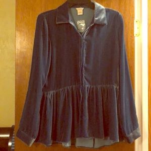 Blue button down blouse